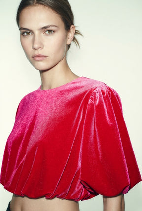 VELVET BALLOON BLOUSE