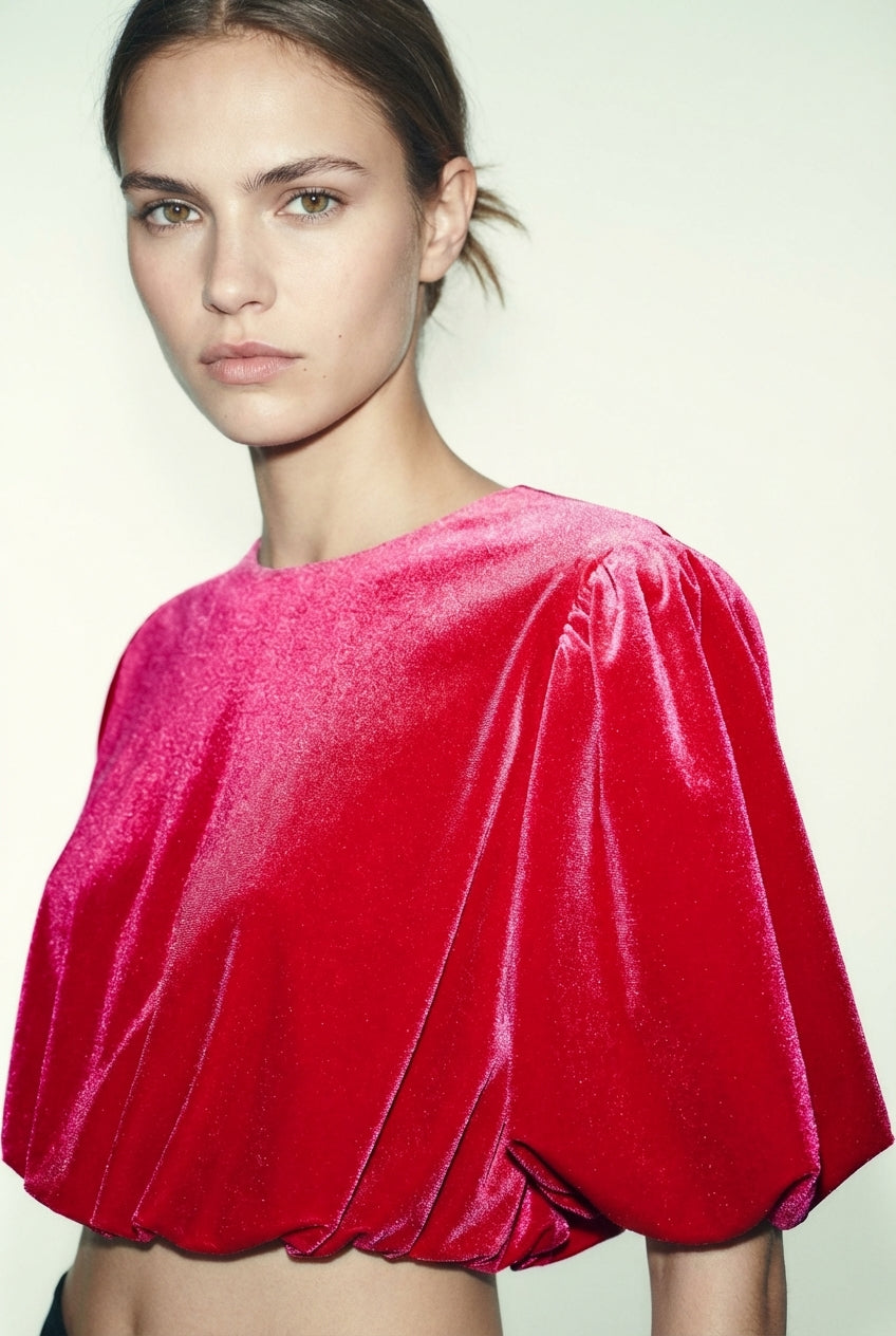 VELVET BALLOON BLOUSE