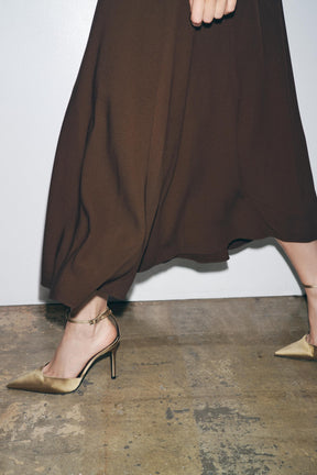 Satin high-heel strap shoes