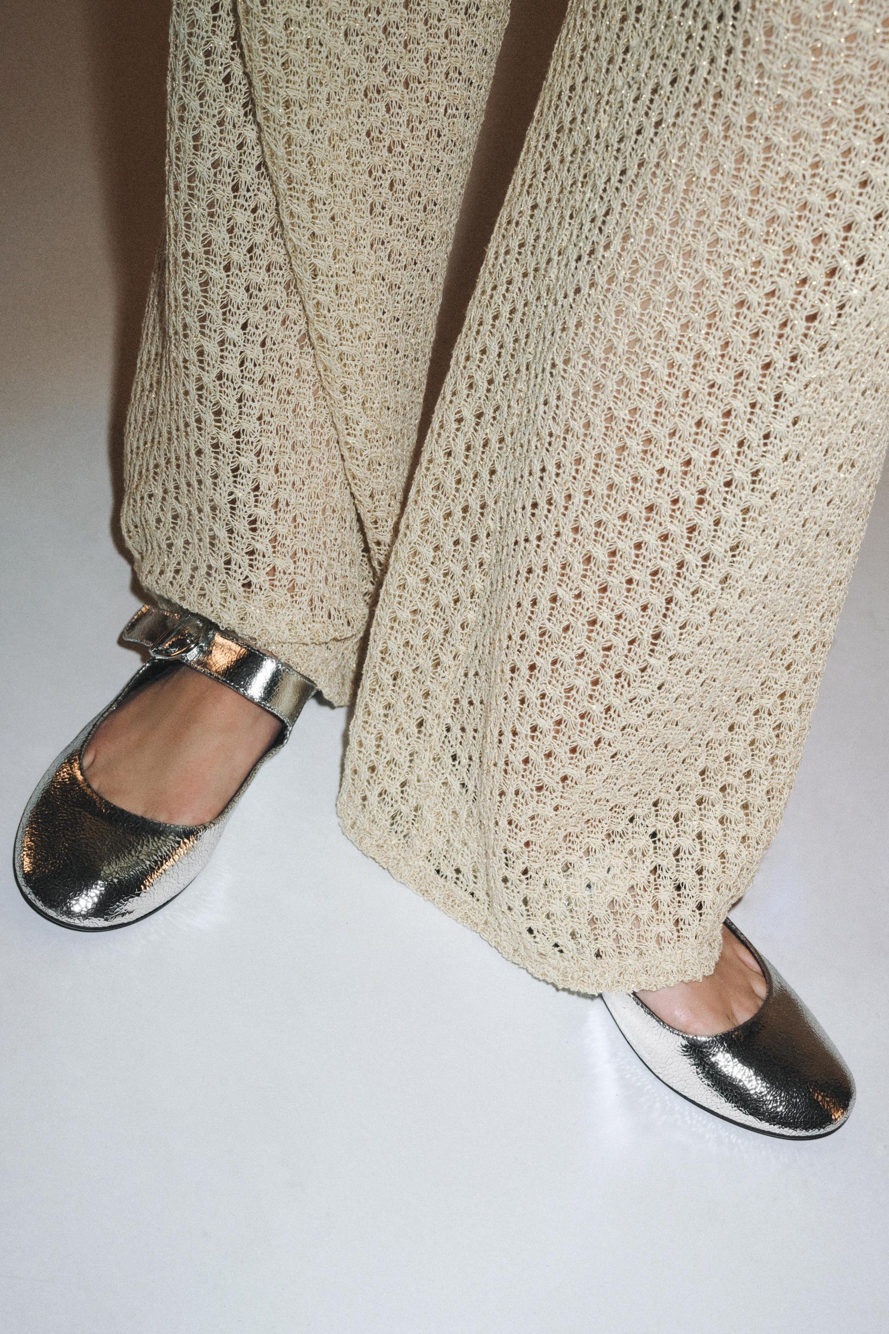 METALLIC LEATHER BALLERINAS
