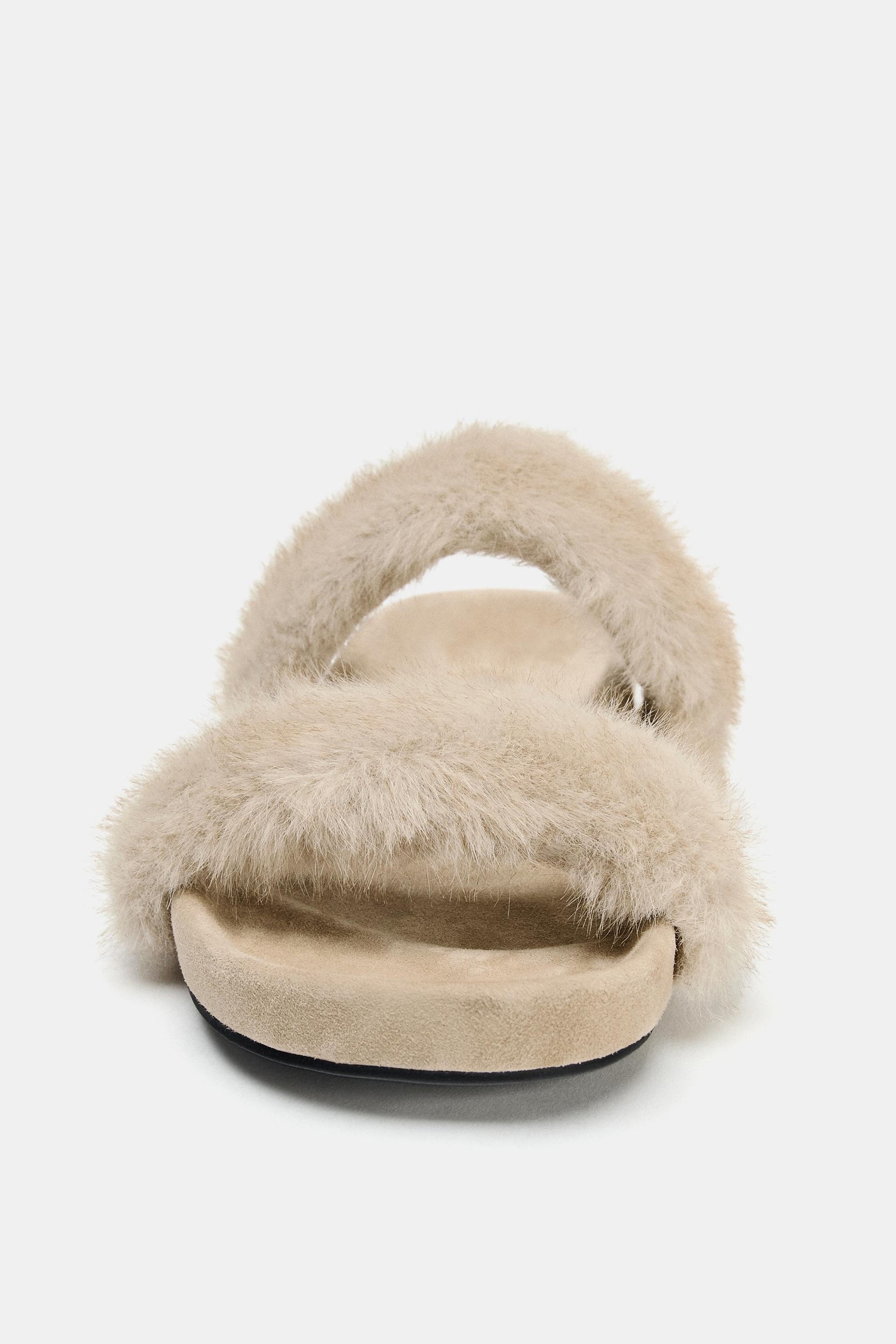 Sheepskin Effect Flat Sandals