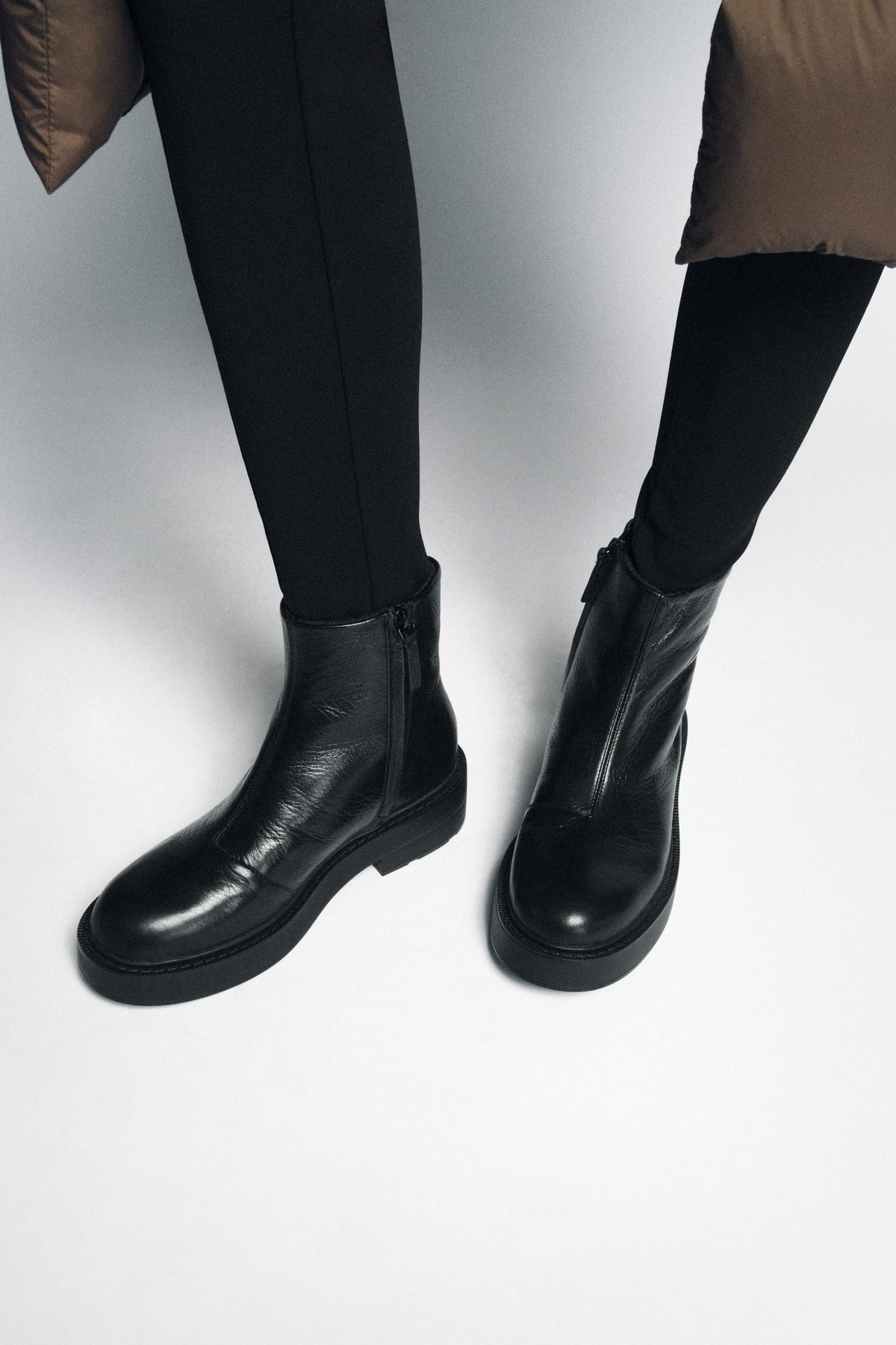 WATER-REPELLENT LEATHER ANKLE BOOTS