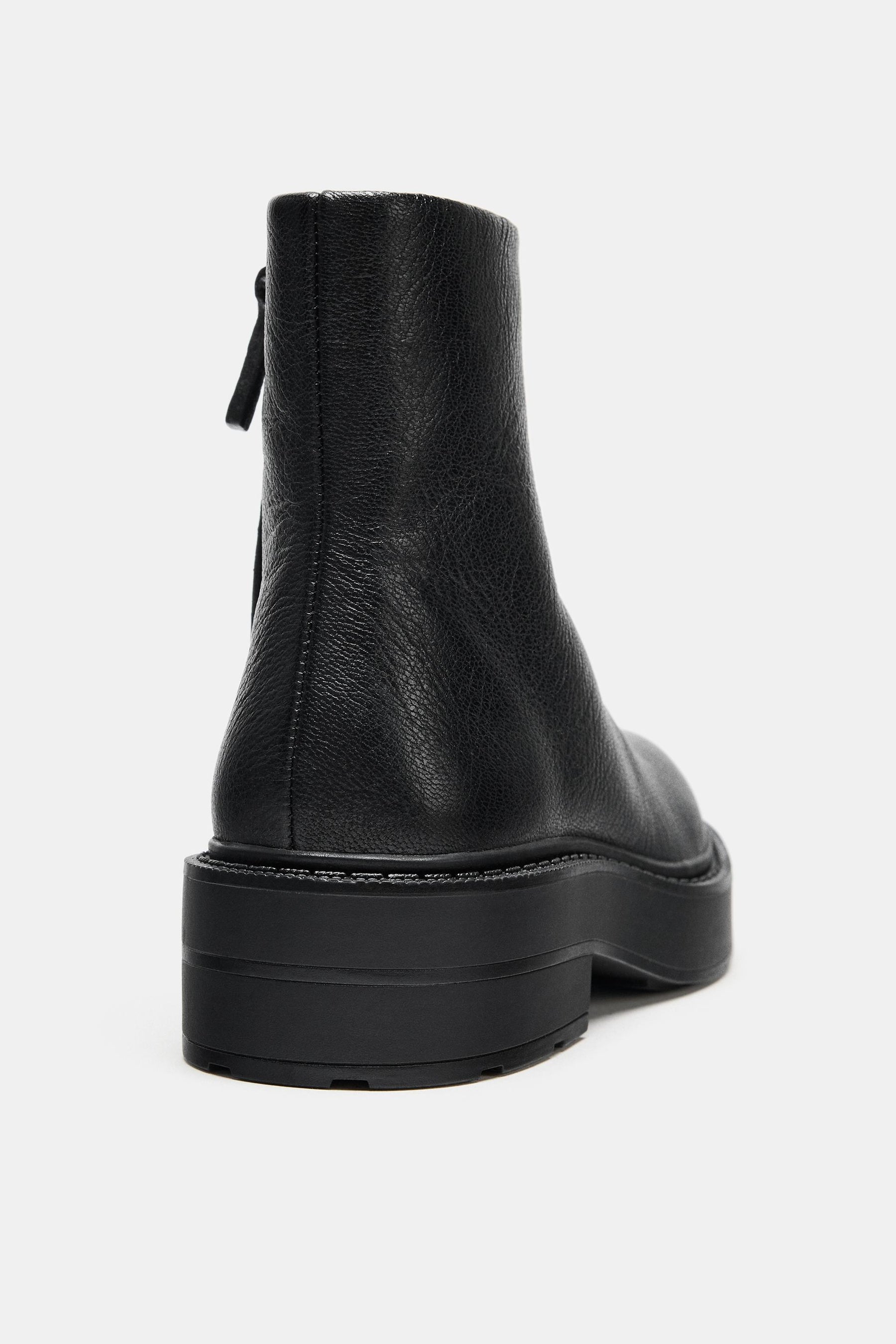 WATER-REPELLENT LEATHER ANKLE BOOTS
