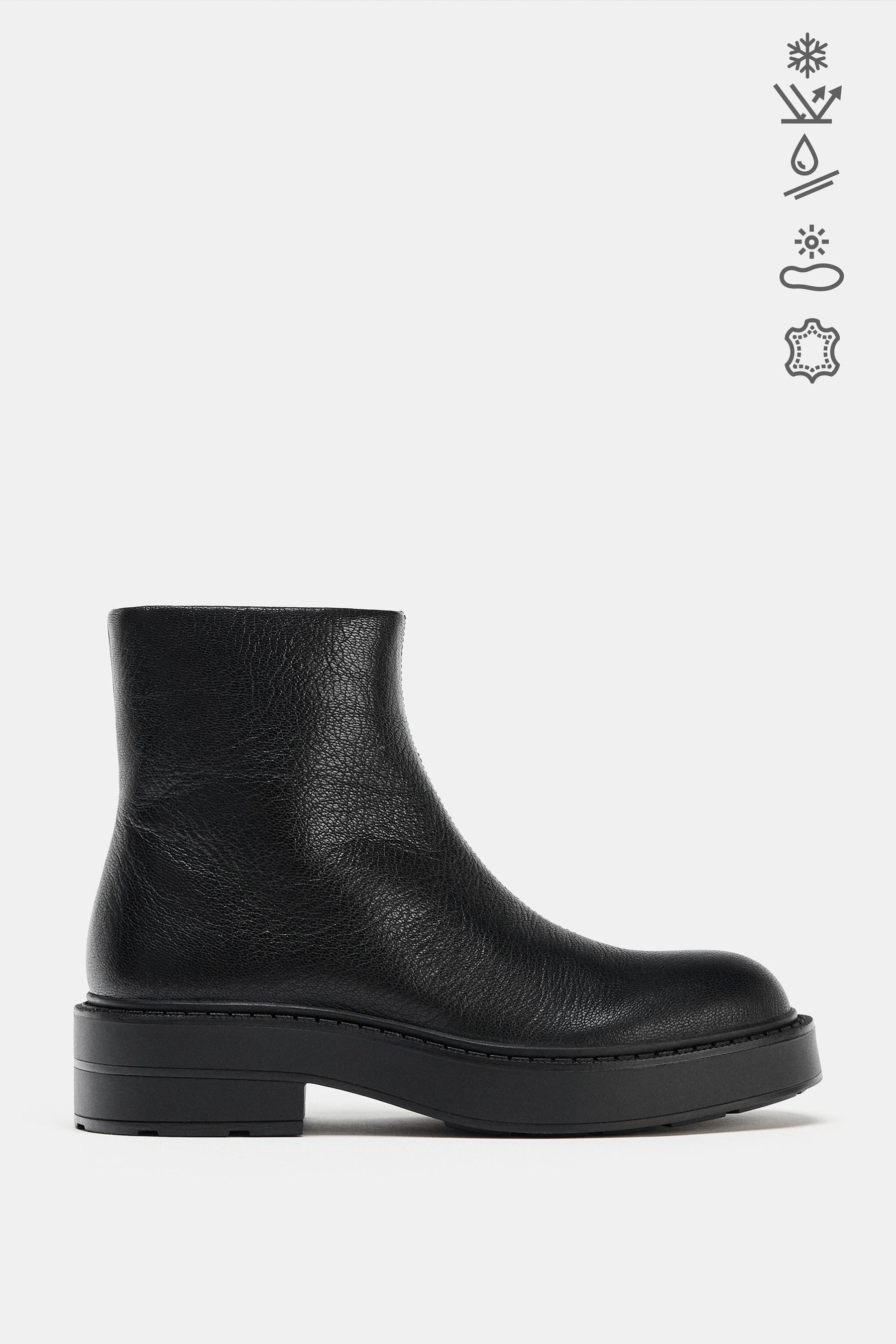 WATER-REPELLENT LEATHER ANKLE BOOTS