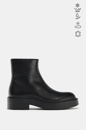 WATER-REPELLENT LEATHER ANKLE BOOTS
