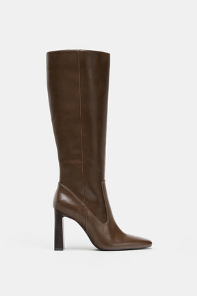TOPSTITCHED KNEE-HIGH BOOTS