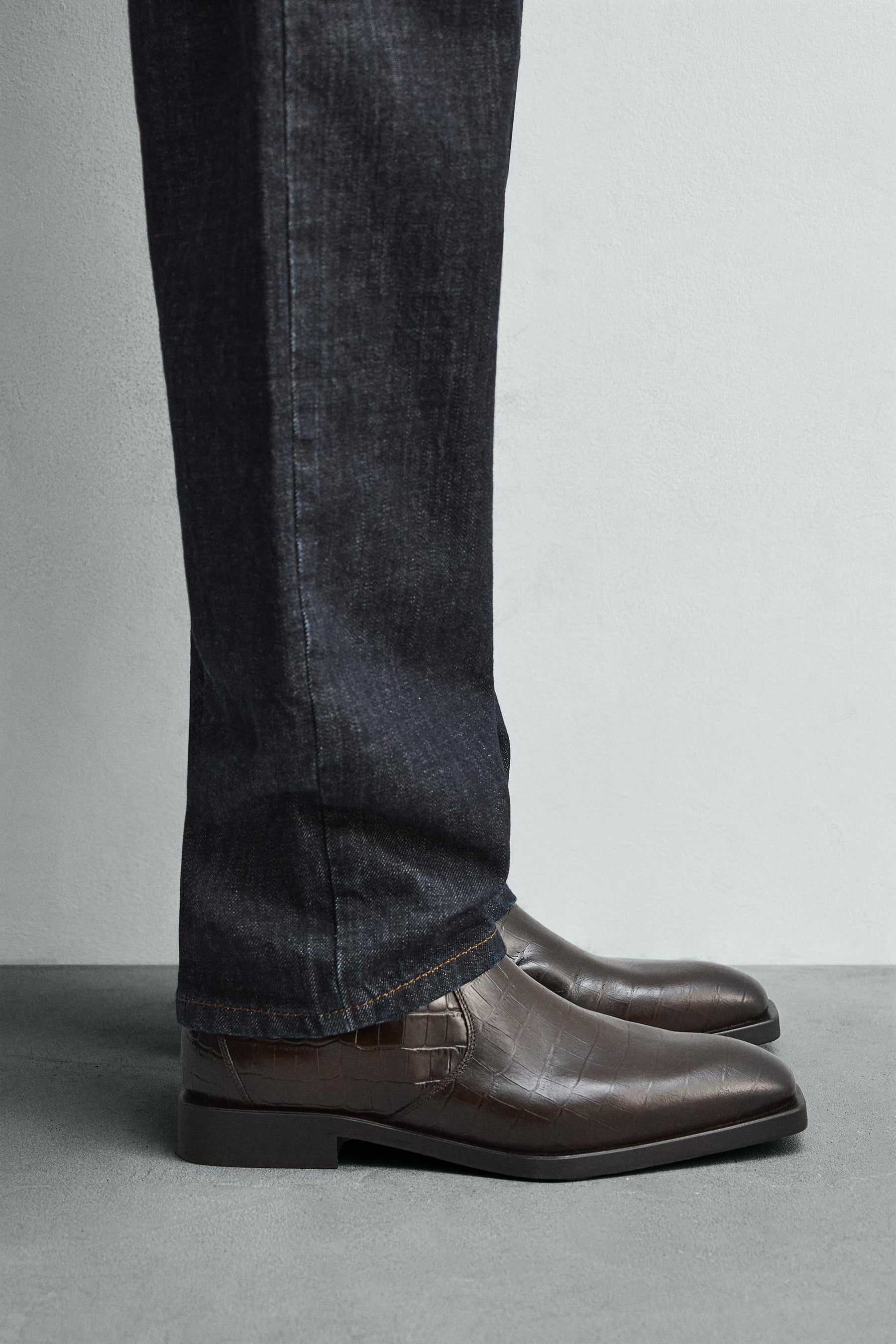 CROCODILE EMBOSSED LEATHER BOOTS - Image 2