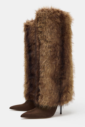 Faux Fur Heeled Boots
