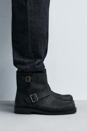 BUCKLED LEATHER BOOTS - Image 1