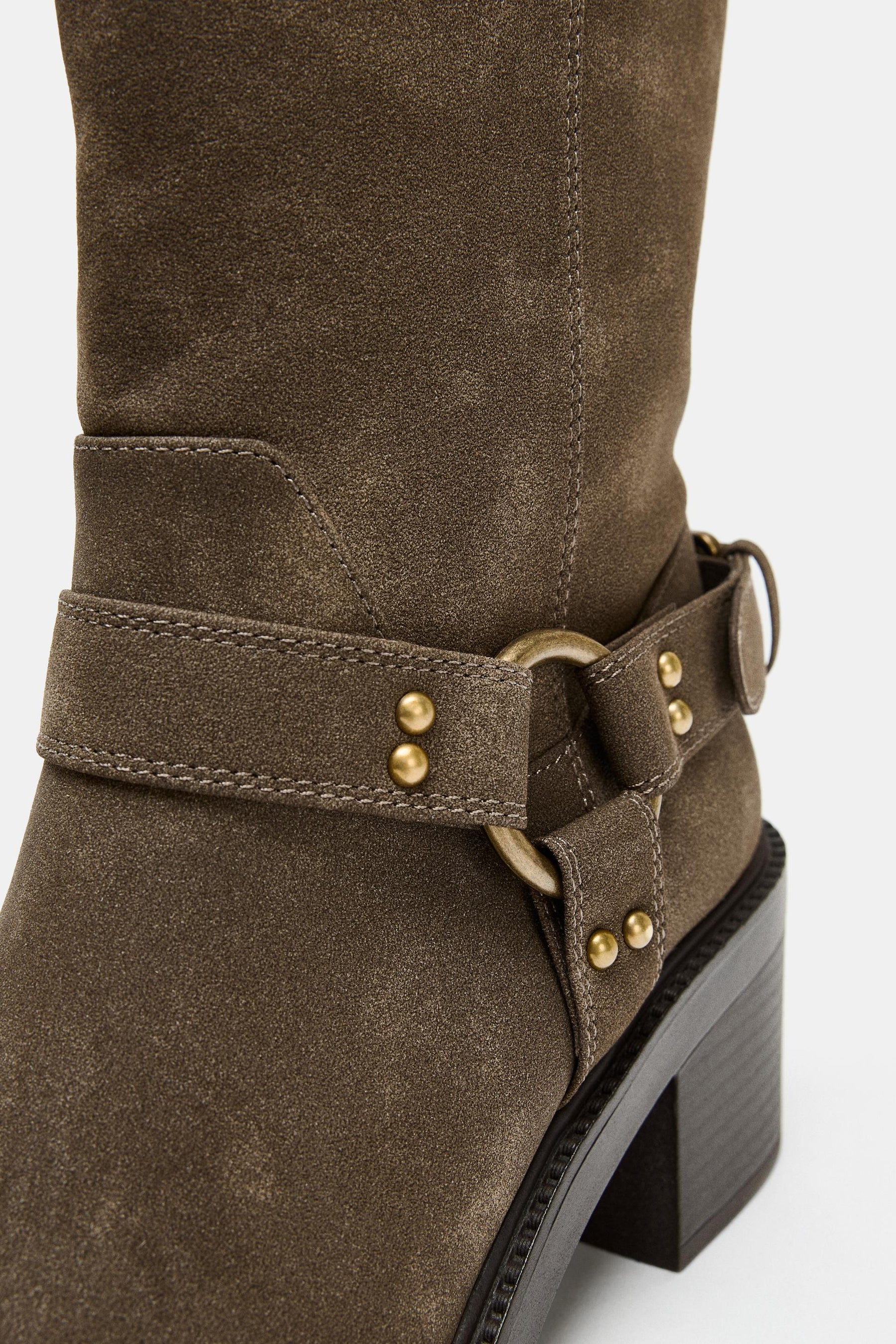 Ankle Biker Heel Boots