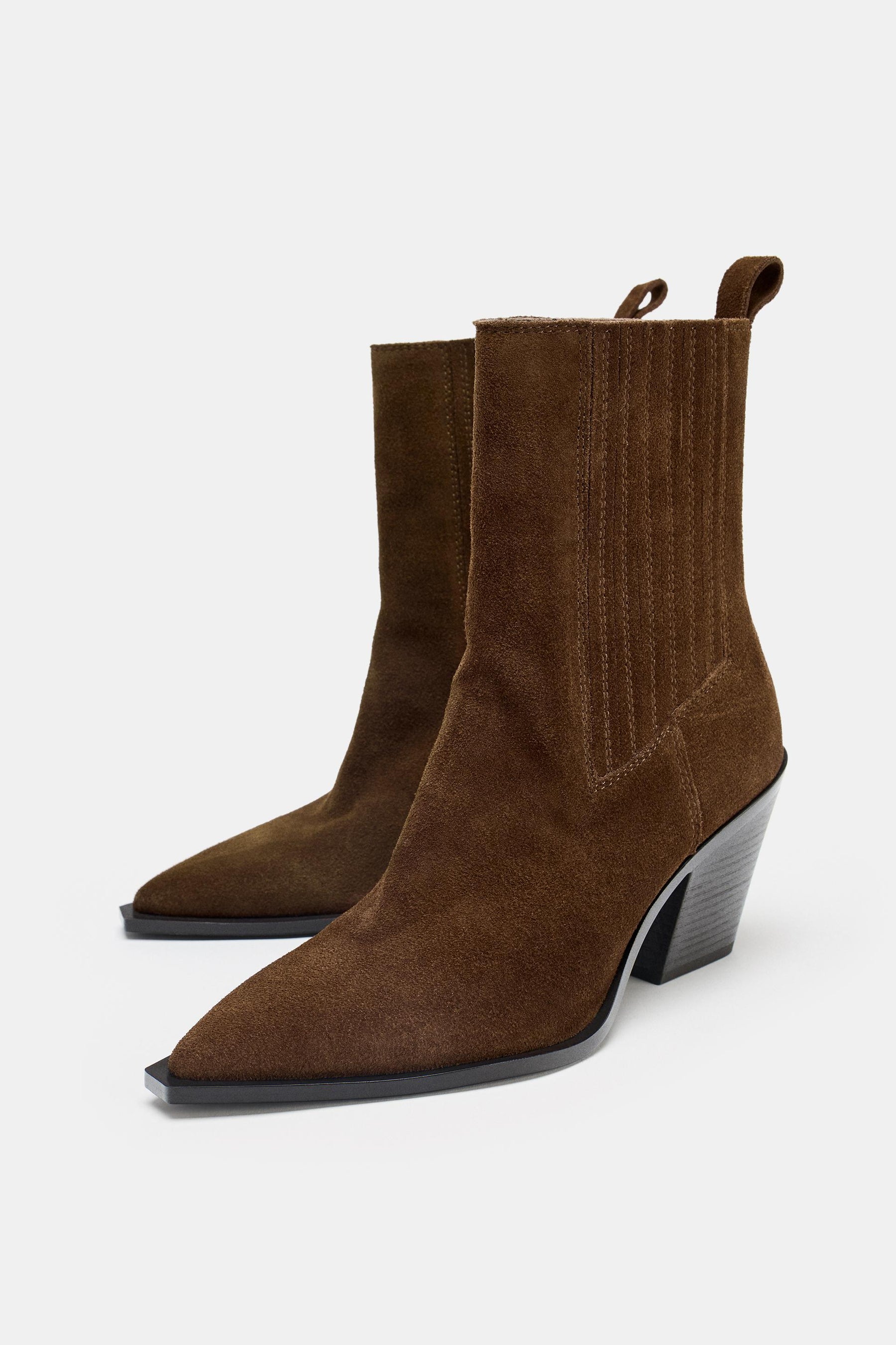 Suede Cowboy Ankle Boots