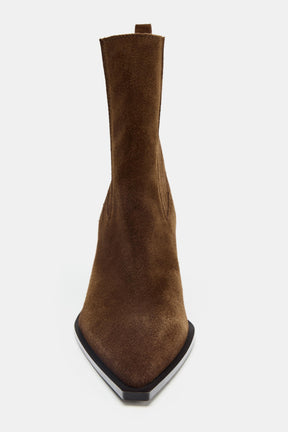 Suede Cowboy Ankle Boots