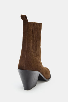 Suede Cowboy Ankle Boots