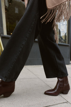 Leather Cowboy Ankle Boots