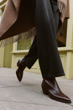 Leather Cowboy Ankle Boots