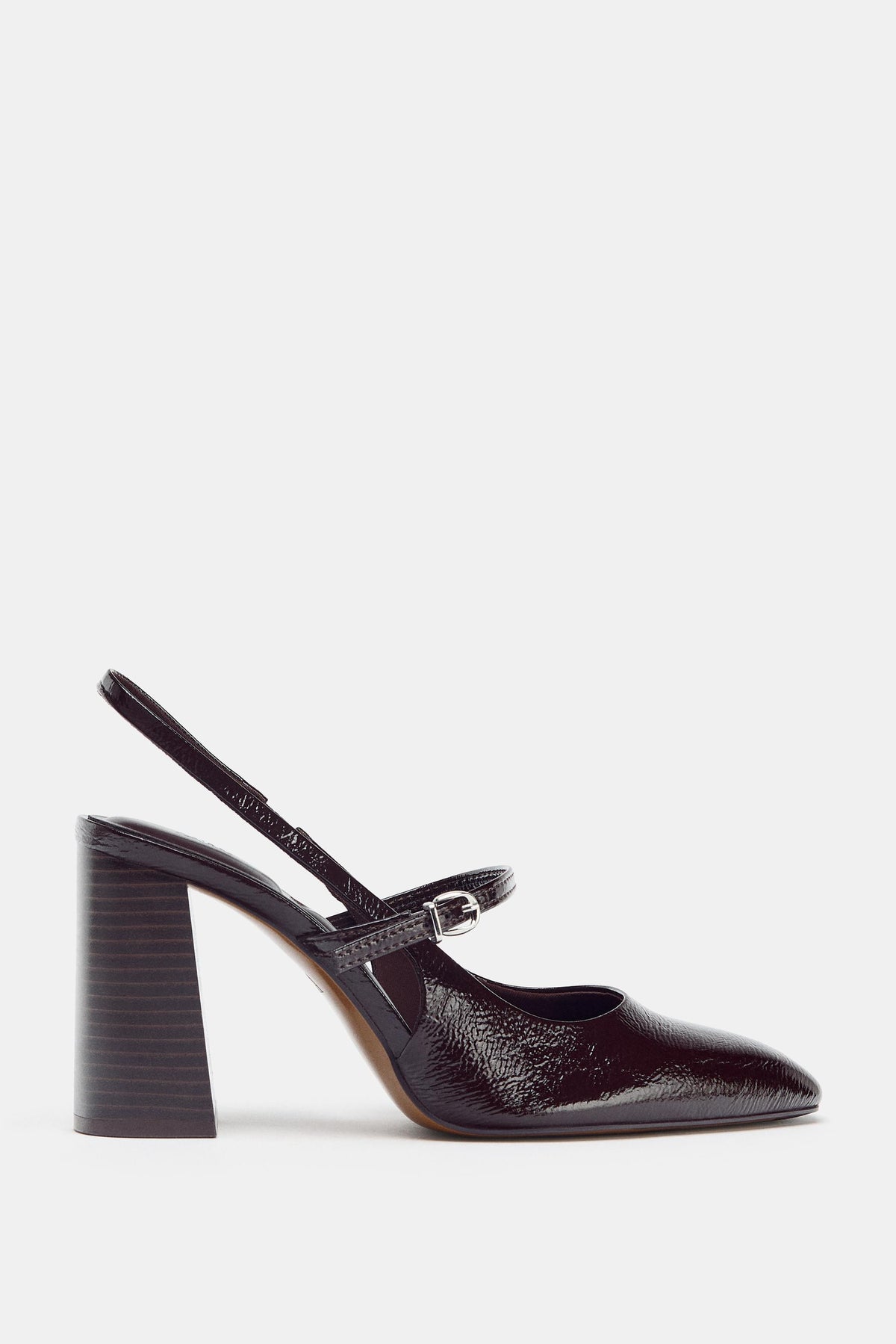 Faux patent slingback heels