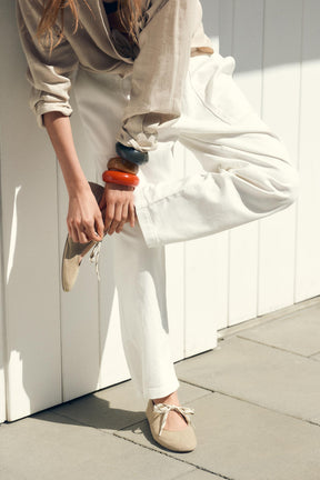 Suede Lace-Up Ballerinas