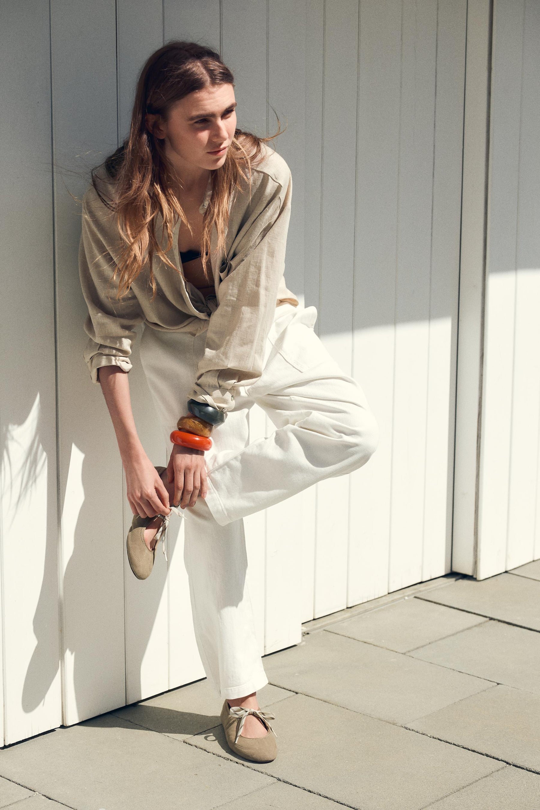 Suede Lace-Up Ballerinas