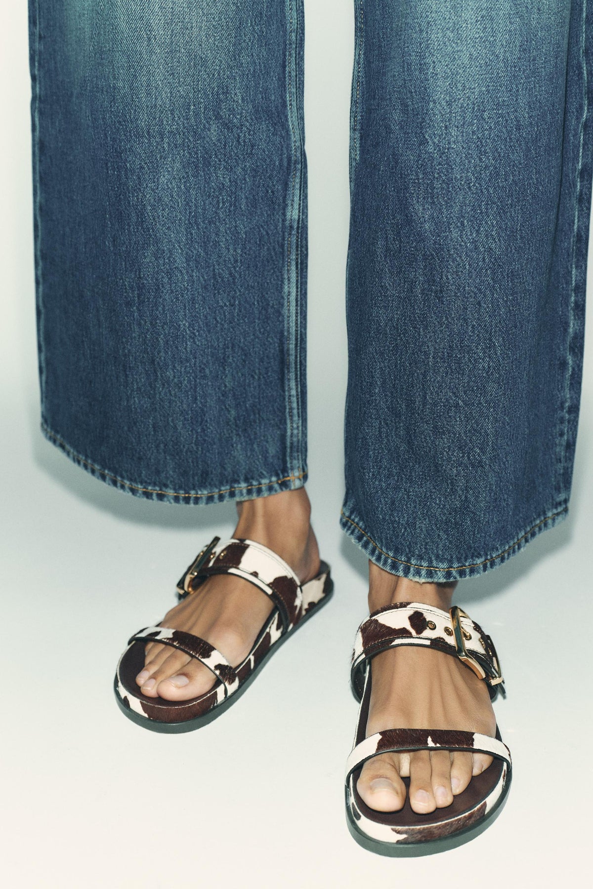 Animal Print Leather Sandals