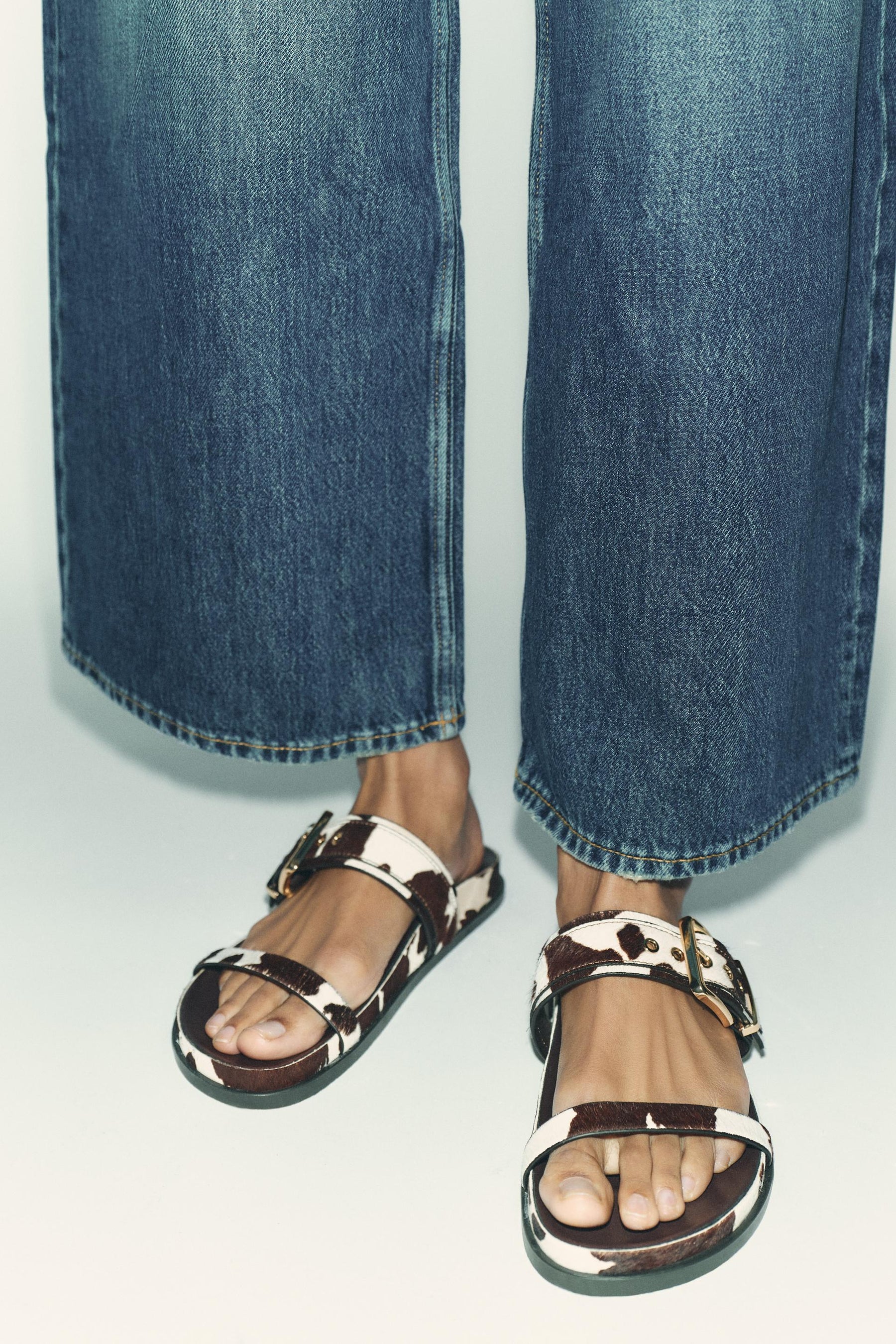 Animal Print Leather Sandals