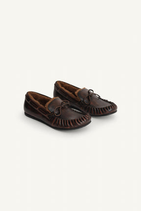 Leather Loafers with Bow