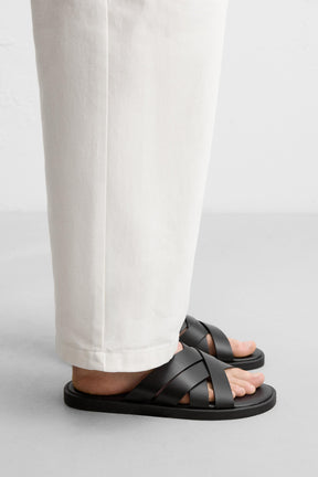 LEATHER STRAPPY SANDALS - Image 1