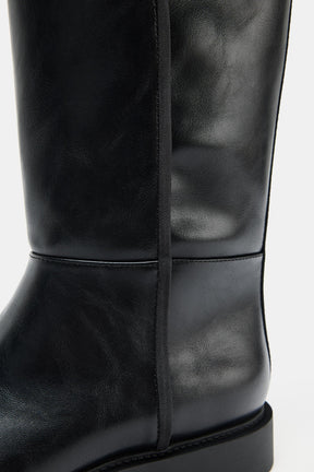Topstitched Leather Boots