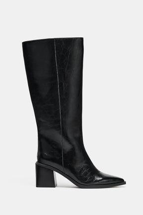 High-Heel Leather Boots