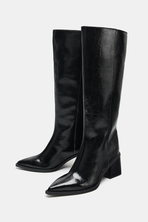 High-Heel Leather Boots