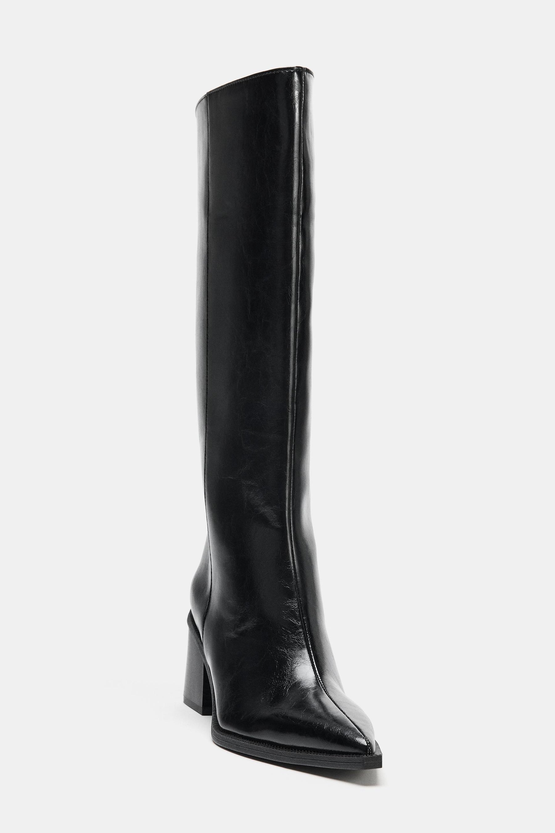 High-Heel Leather Boots