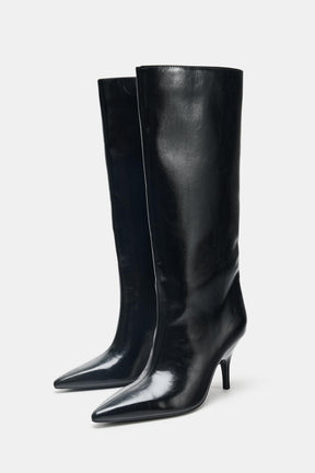 Knee-High Kitten Heel Boots
