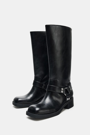 Leather Biker Boots