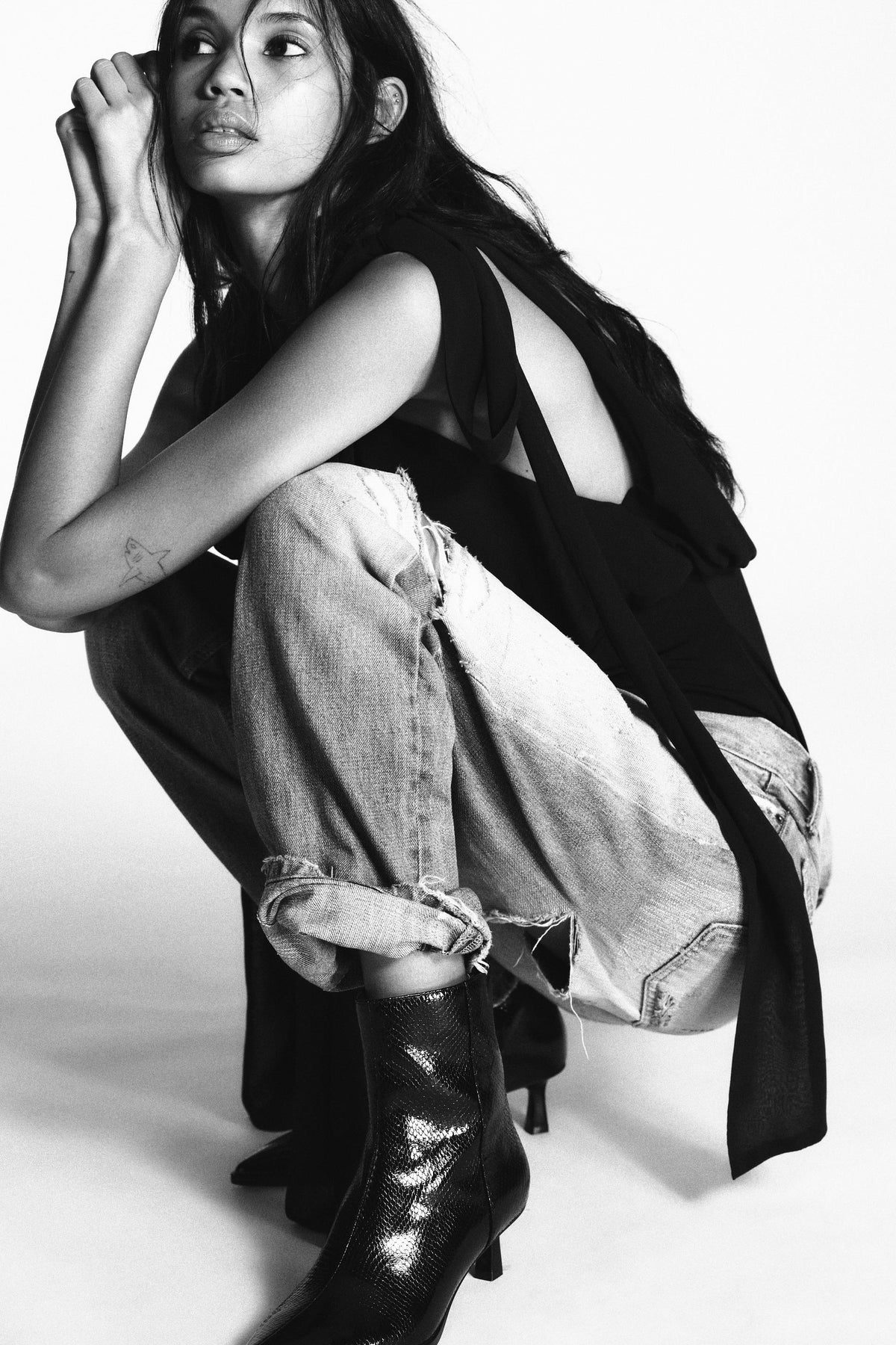 EMBOSSED ANKLE BOOTS