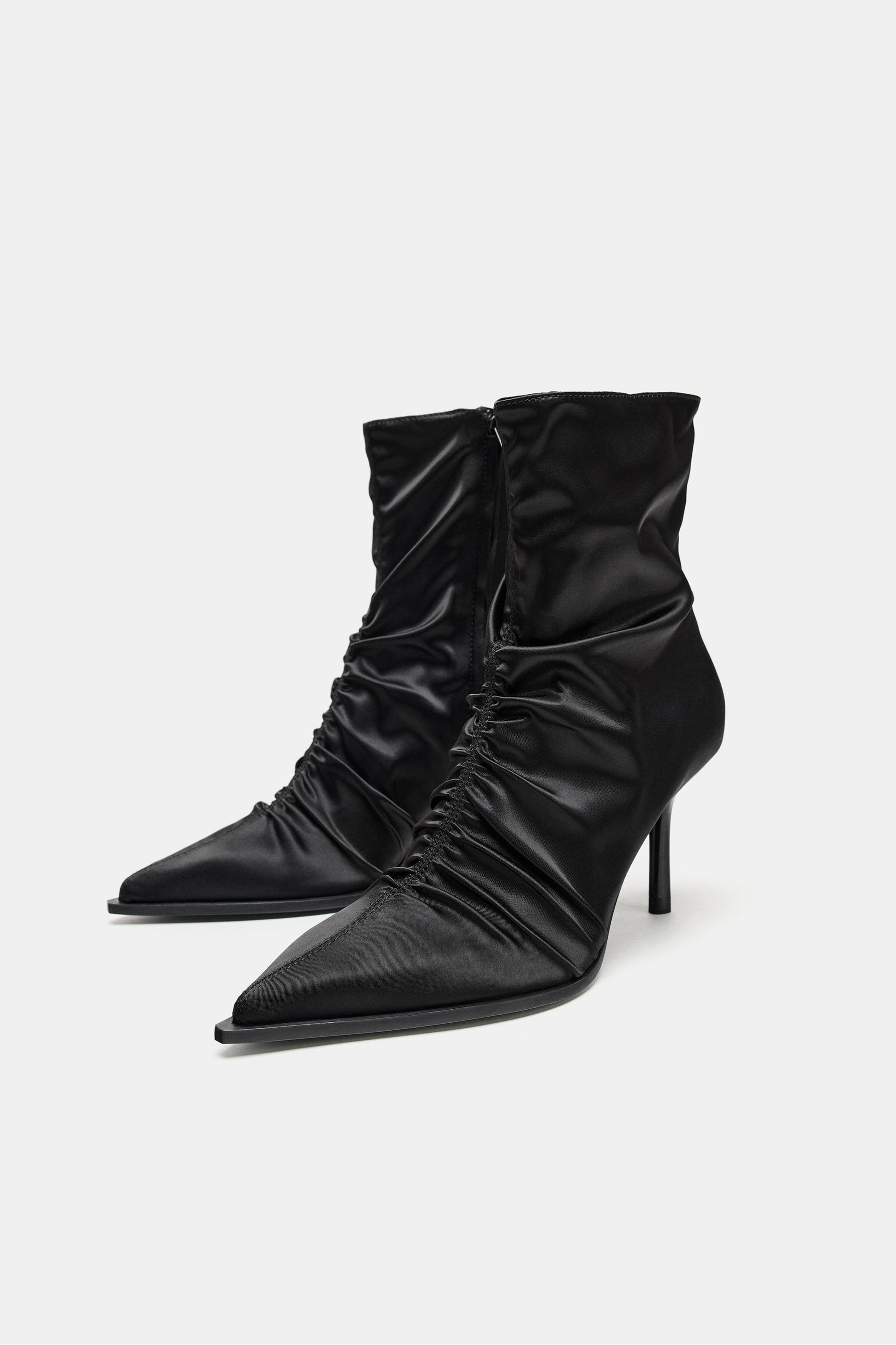 RUCHED HEELED ANKLE BOOTS