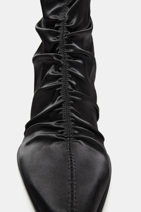 RUCHED HEELED ANKLE BOOTS