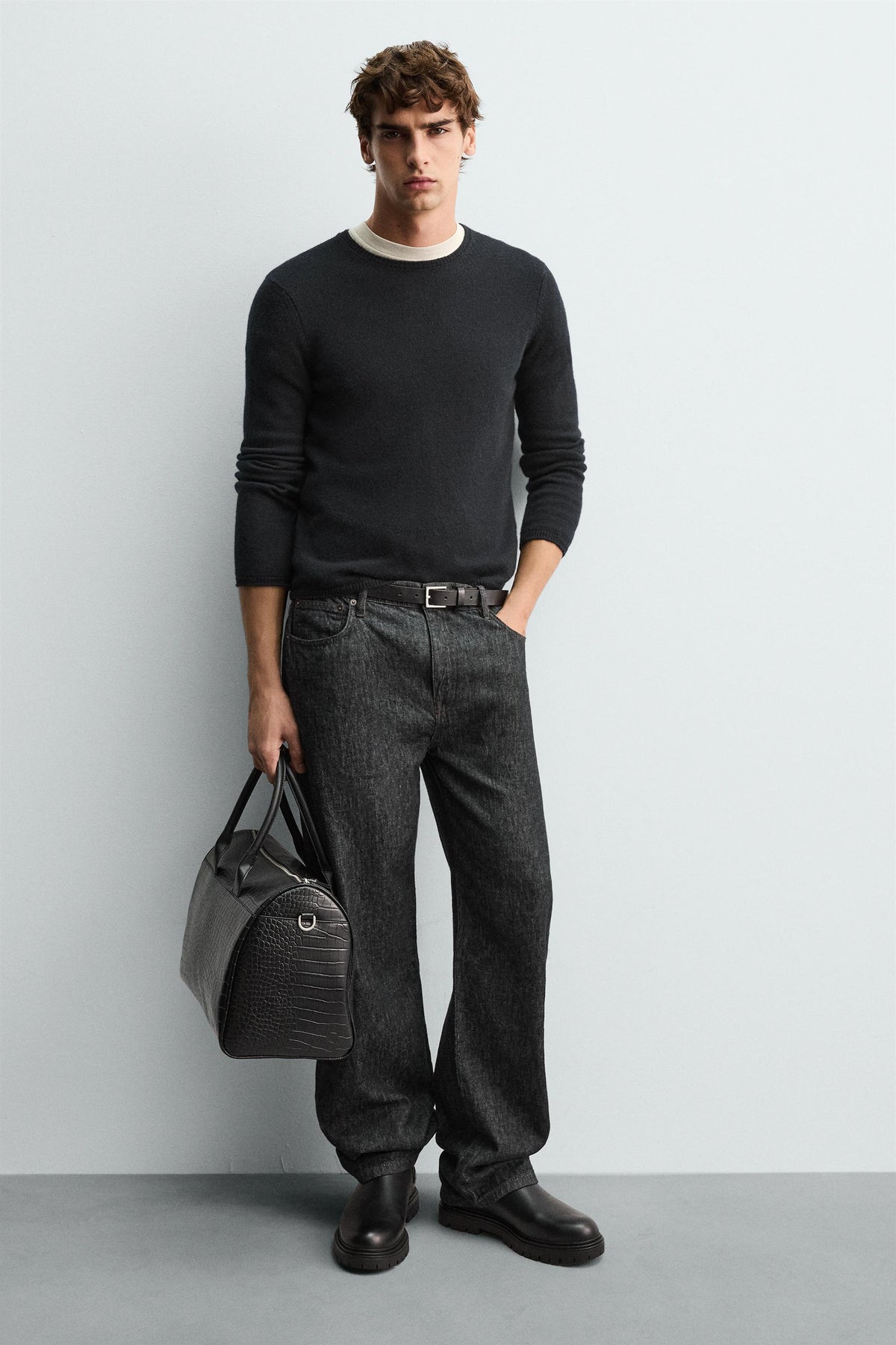 EMBOSSED MOCK CROC TRAVEL BAG