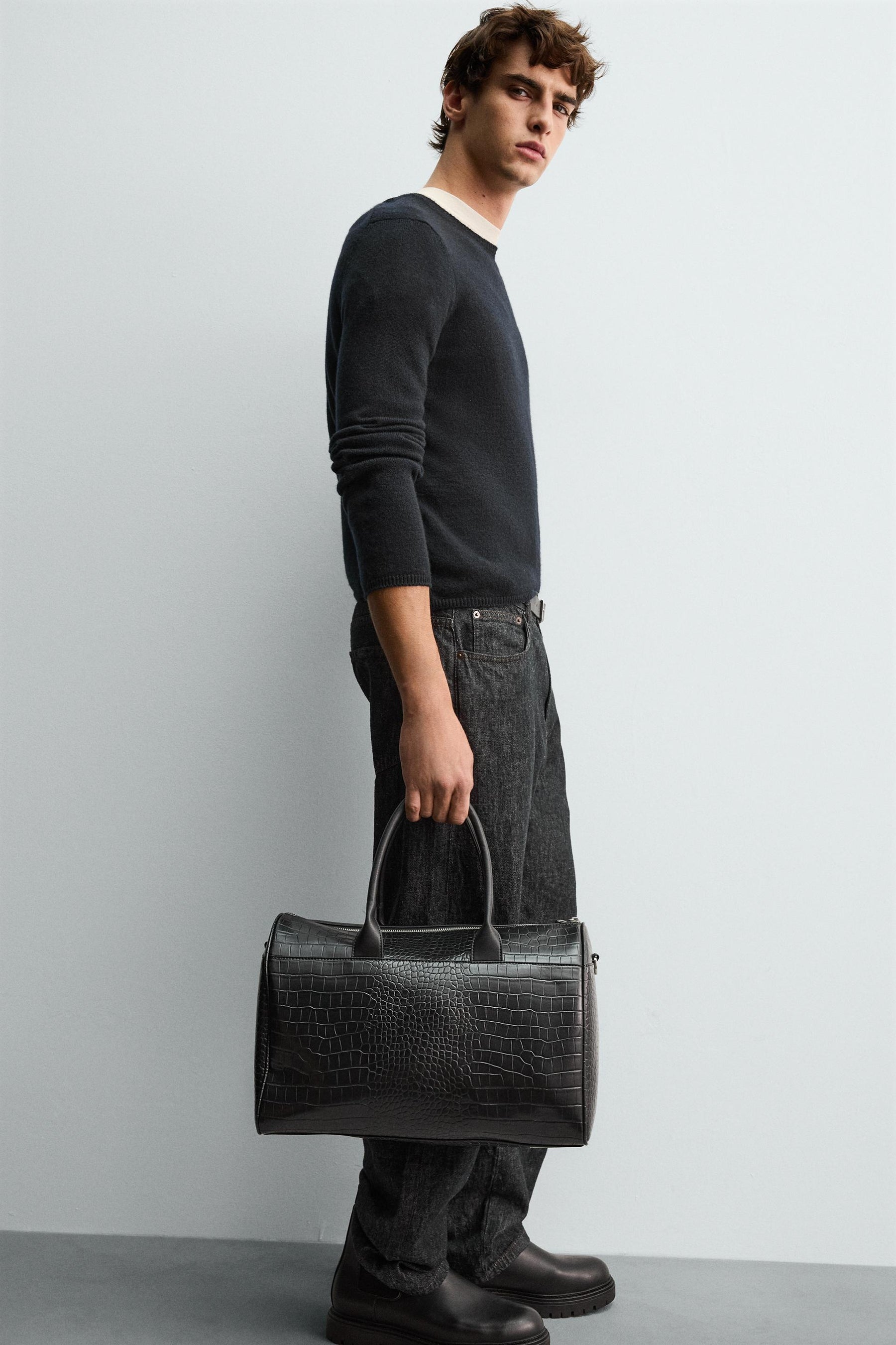 EMBOSSED MOCK CROC TRAVEL BAG