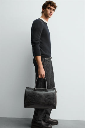 EMBOSSED MOCK CROC TRAVEL BAG