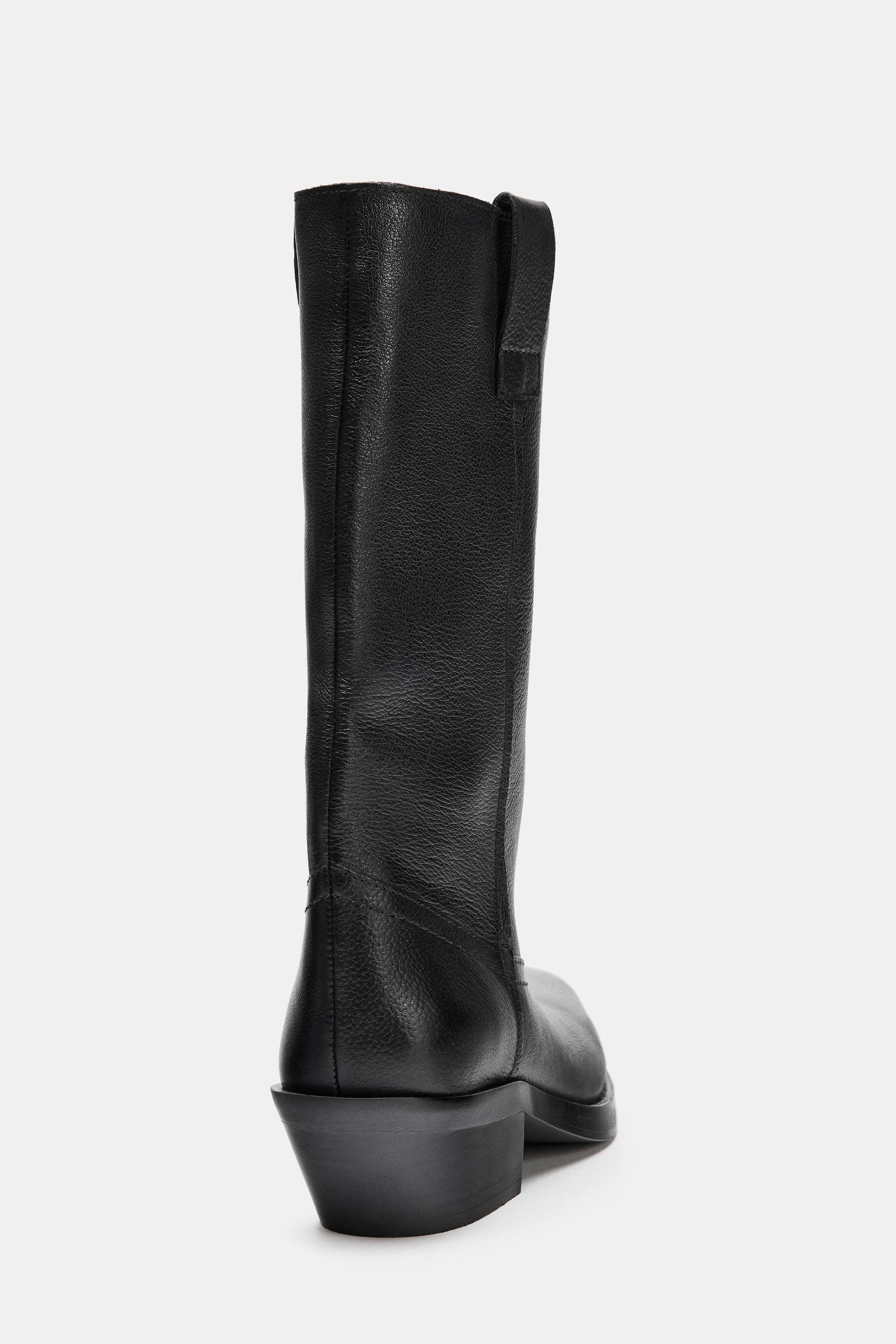 Leather Cowboy Ankle Boots