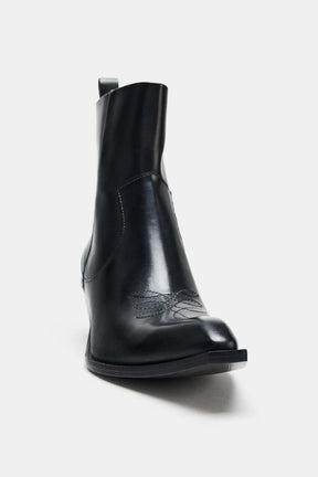 Leather Cowboy Ankle Boots