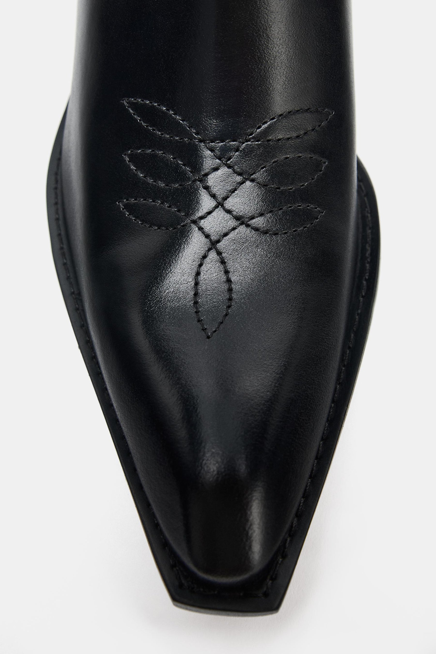 Leather Cowboy Ankle Boots