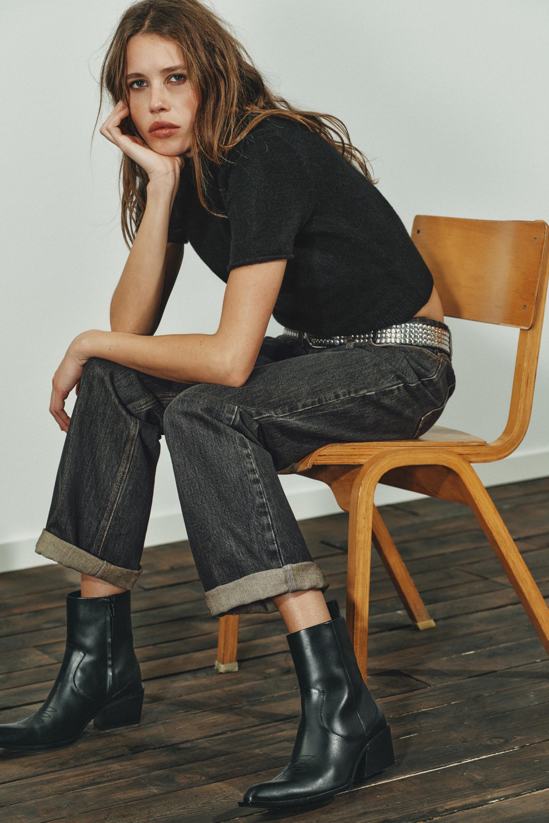 Leather Cowboy Ankle Boots