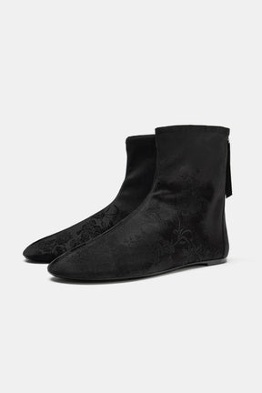 Satin-Effect Ankle Boots