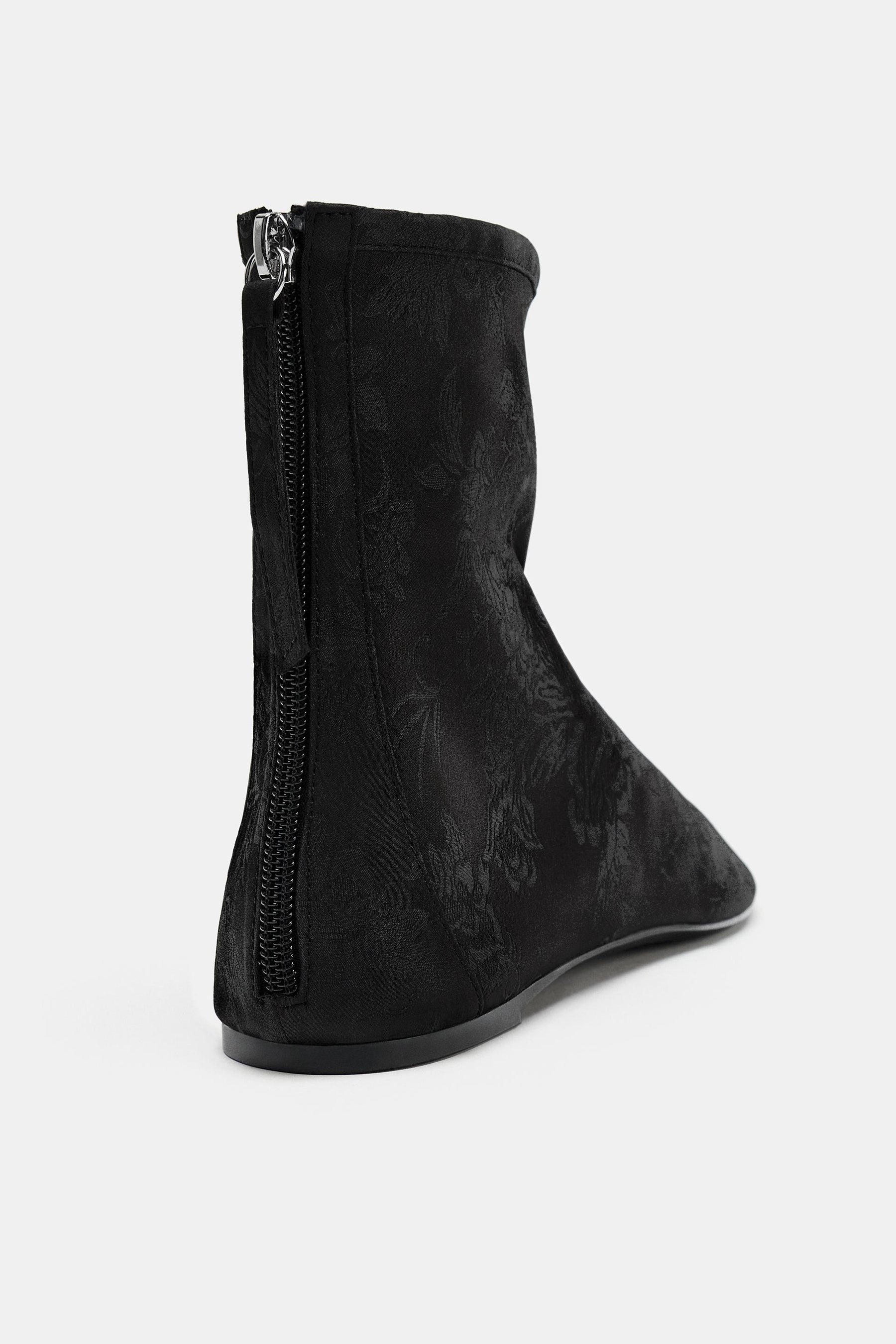 Satin-Effect Ankle Boots