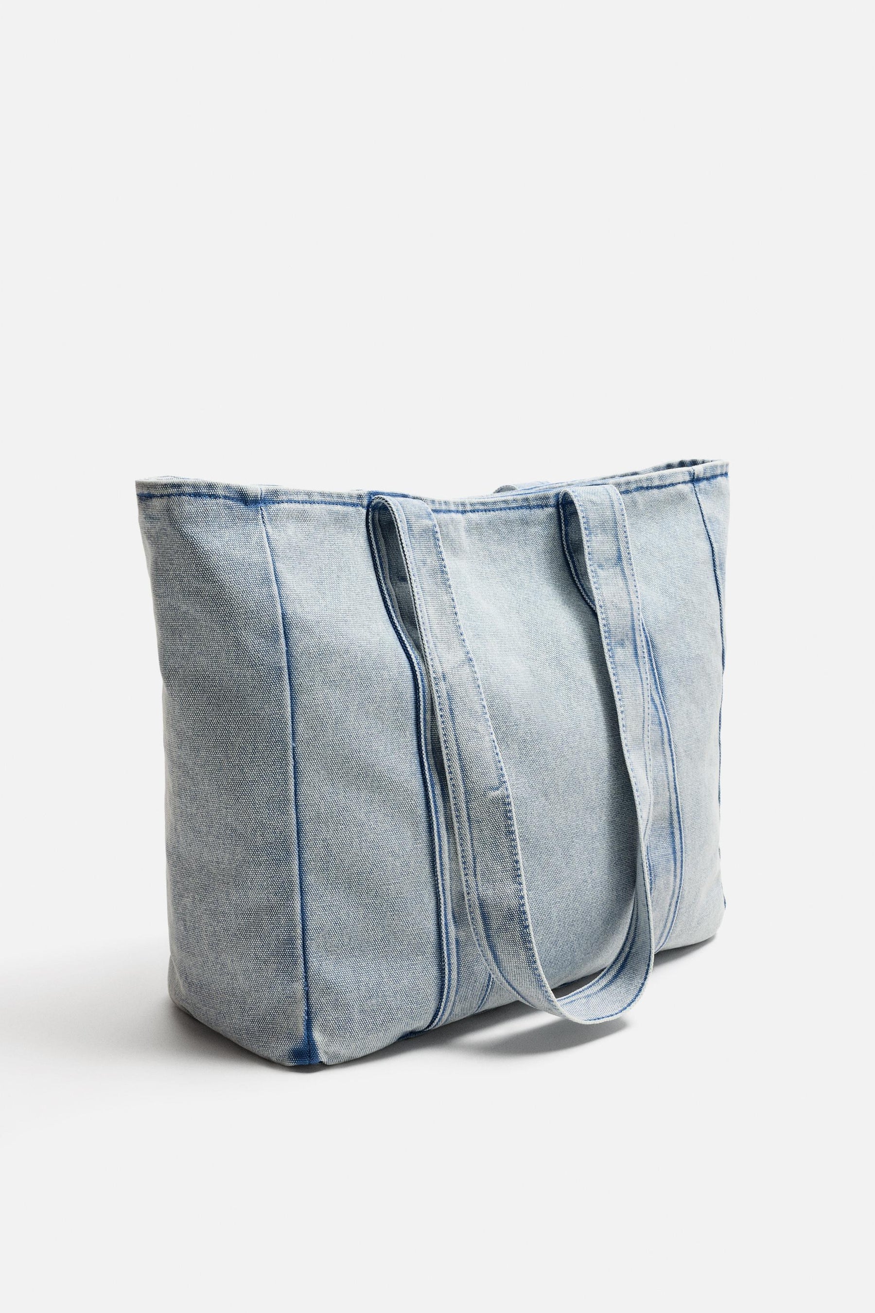 WASHED-EFFECT DENIM TOTE BAG - Image 4