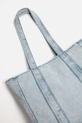 WASHED-EFFECT DENIM TOTE BAG - Image 5