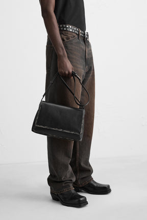 DISTRESSED-EFFECT FLAP CROSSBODY BAG - Image 2