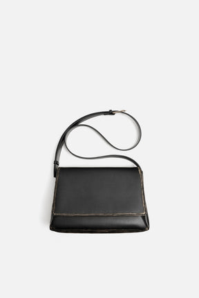 DISTRESSED-EFFECT FLAP CROSSBODY BAG
