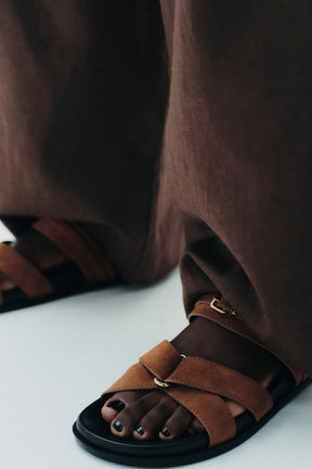 SPLIT SUEDE SANDALS