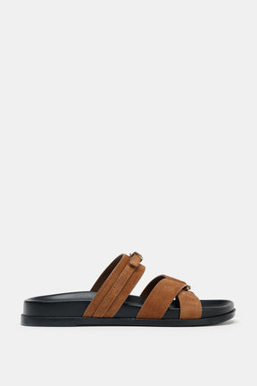 SPLIT SUEDE SANDALS